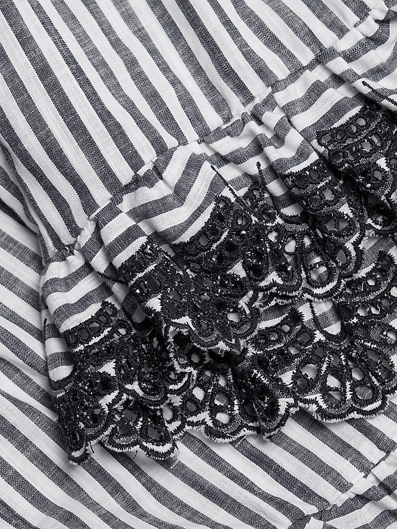 Frida Lace-Trim Striped Cotton Shorts