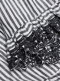Frida Lace-Trim Striped Cotton Shorts