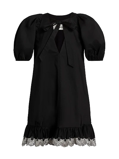 Kimberly Lace-Trim Stretch-Cotton Minidress