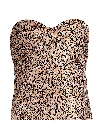Beatrice Leopard Taffeta Strapless Top