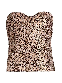 Beatrice Leopard Taffeta Strapless Top