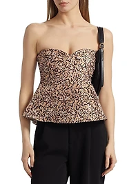Beatrice Leopard Taffeta Strapless Top