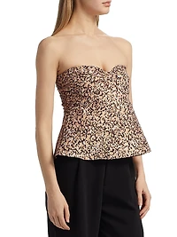 Beatrice Leopard Taffeta Strapless Top