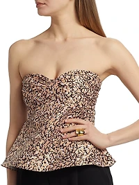 Beatrice Leopard Taffeta Strapless Top