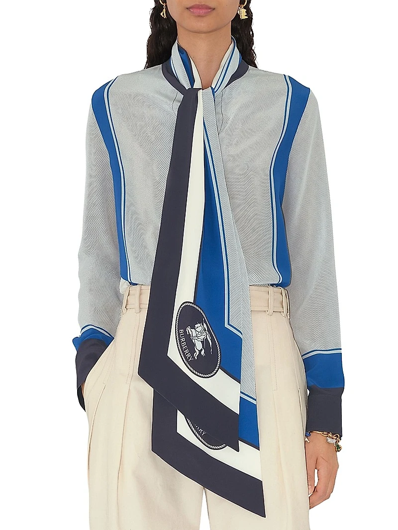 Rosie Slim-Fit Colorblocked Silk Blouse