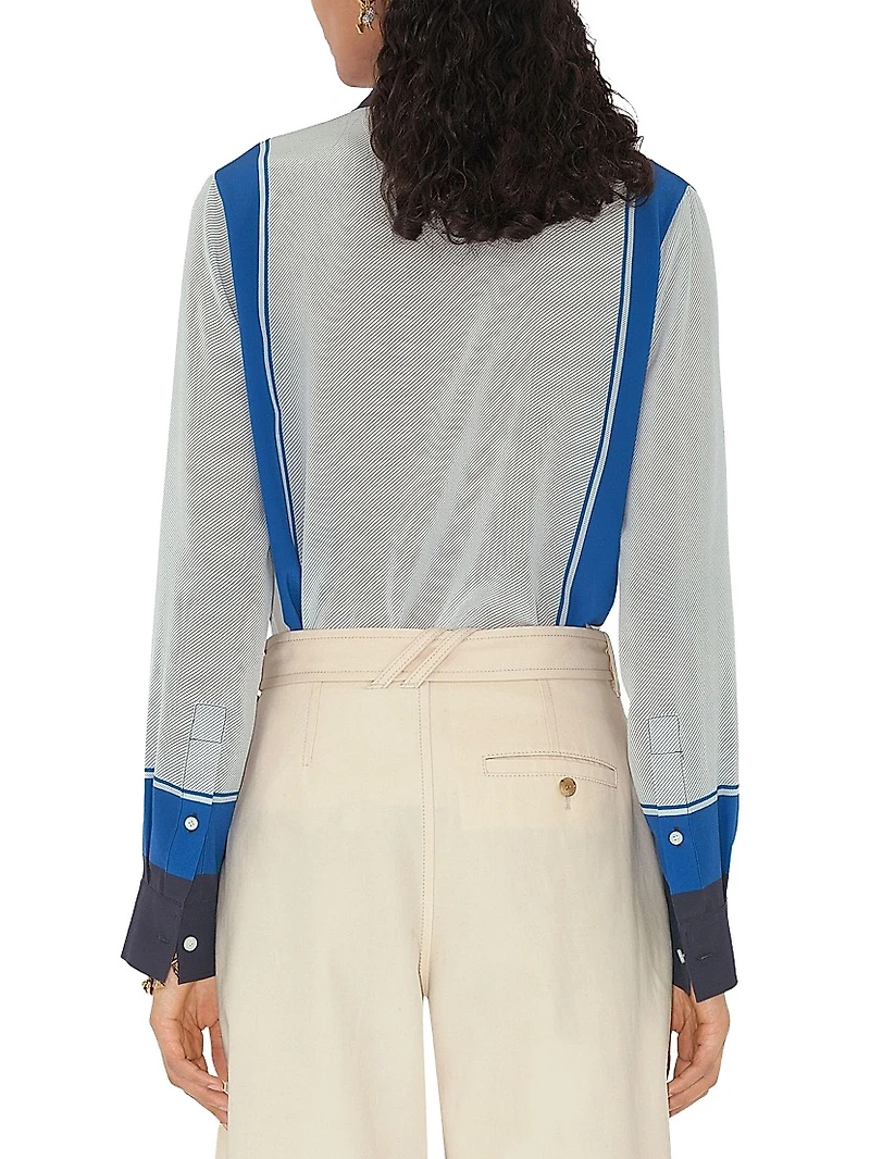 Rosie Slim-Fit Colorblocked Silk Blouse