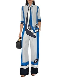 Rosie Slim-Fit Colorblocked Silk Blouse