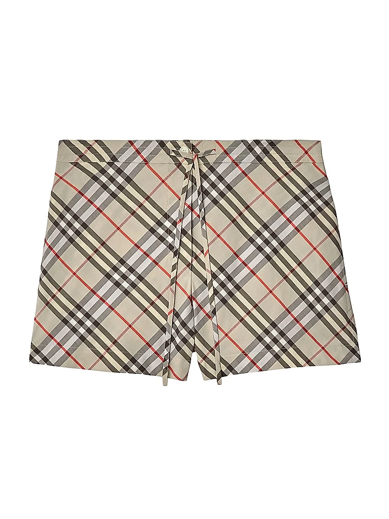 Check Cotton Pajama Shorts