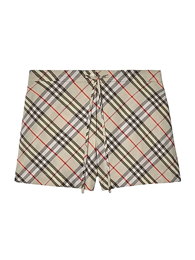 Check Cotton Pajama Shorts
