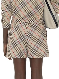 Check Cotton Pajama Shorts