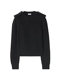 Check Epaulette Wool & Cashmere-Blend Sweater
