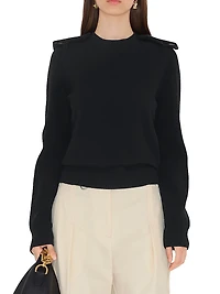 Check Epaulette Wool & Cashmere-Blend Sweater