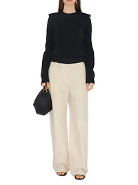 Check Epaulette Wool & Cashmere-Blend Sweater