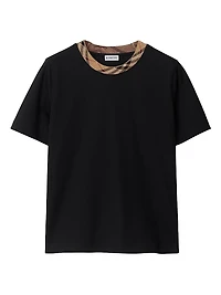 Check-Trimmed Cotton T-Shirt