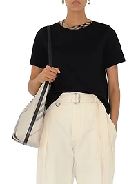 Check-Trimmed Cotton T-Shirt