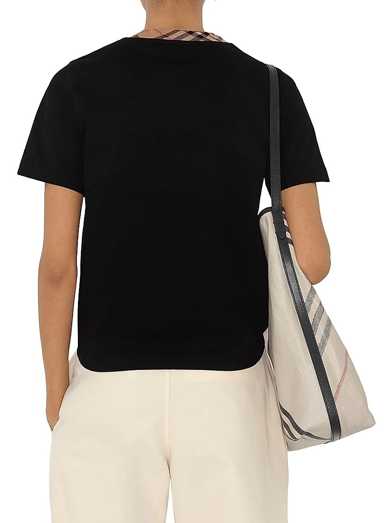 Check-Trimmed Cotton T-Shirt