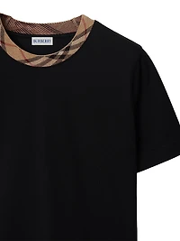 Check-Trimmed Cotton T-Shirt