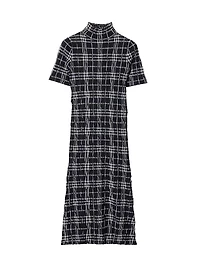 Check Wool-Blend Midi-Dress