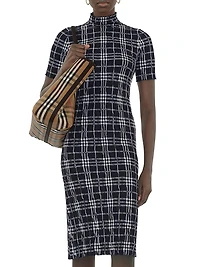 Check Wool-Blend Midi-Dress