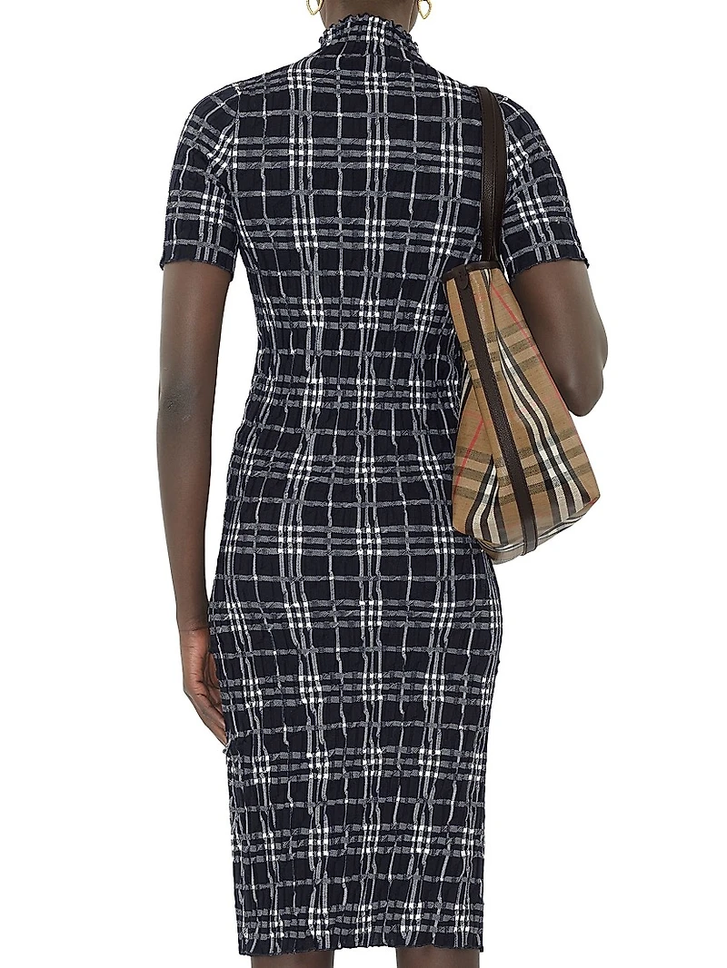 Check Wool-Blend Midi-Dress