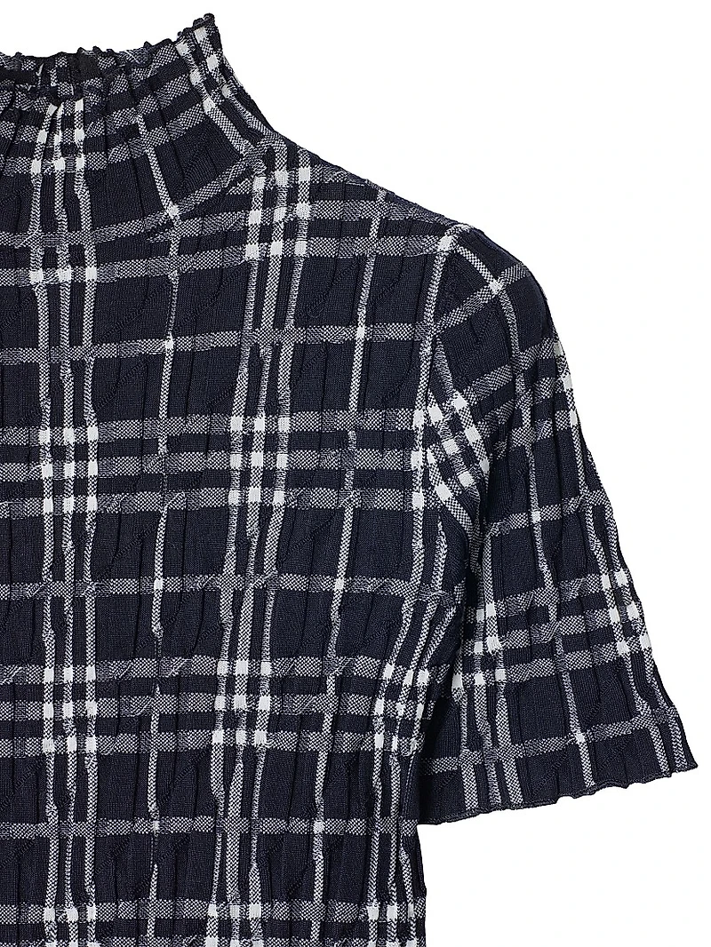Check Wool-Blend Midi-Dress