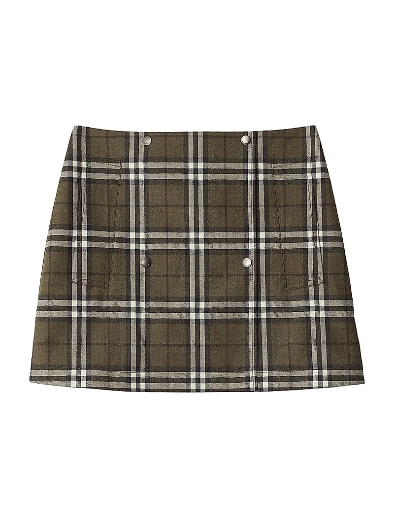 Check Wool Miniskirt