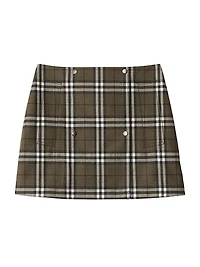 Check Wool Miniskirt