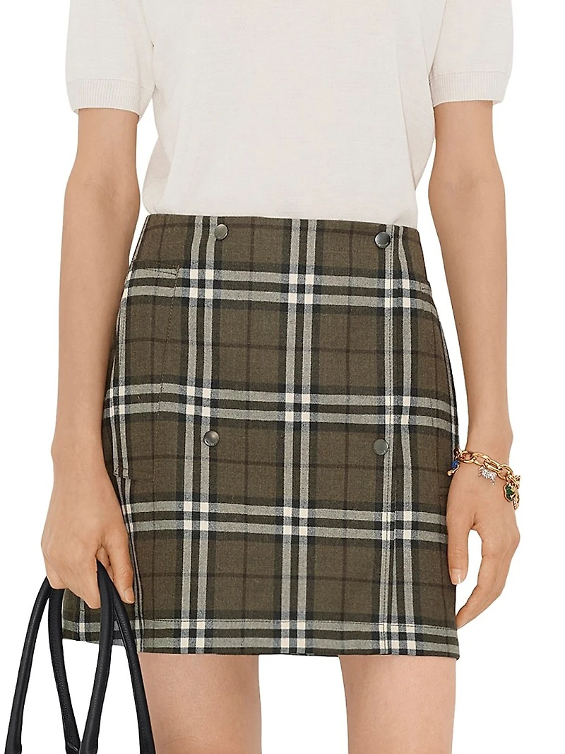 Check Wool Miniskirt