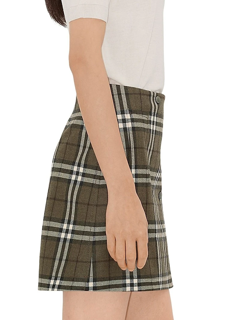 Check Wool Miniskirt