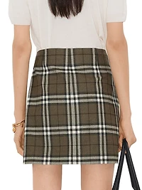 Check Wool Miniskirt