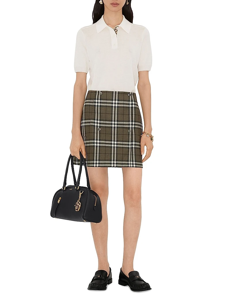 Check Wool Miniskirt