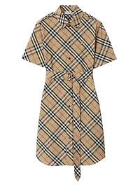 Poplin Check Belted Shirtdress