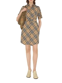 Poplin Check Belted Shirtdress