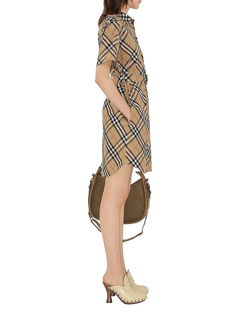 Poplin Check Belted Shirtdress