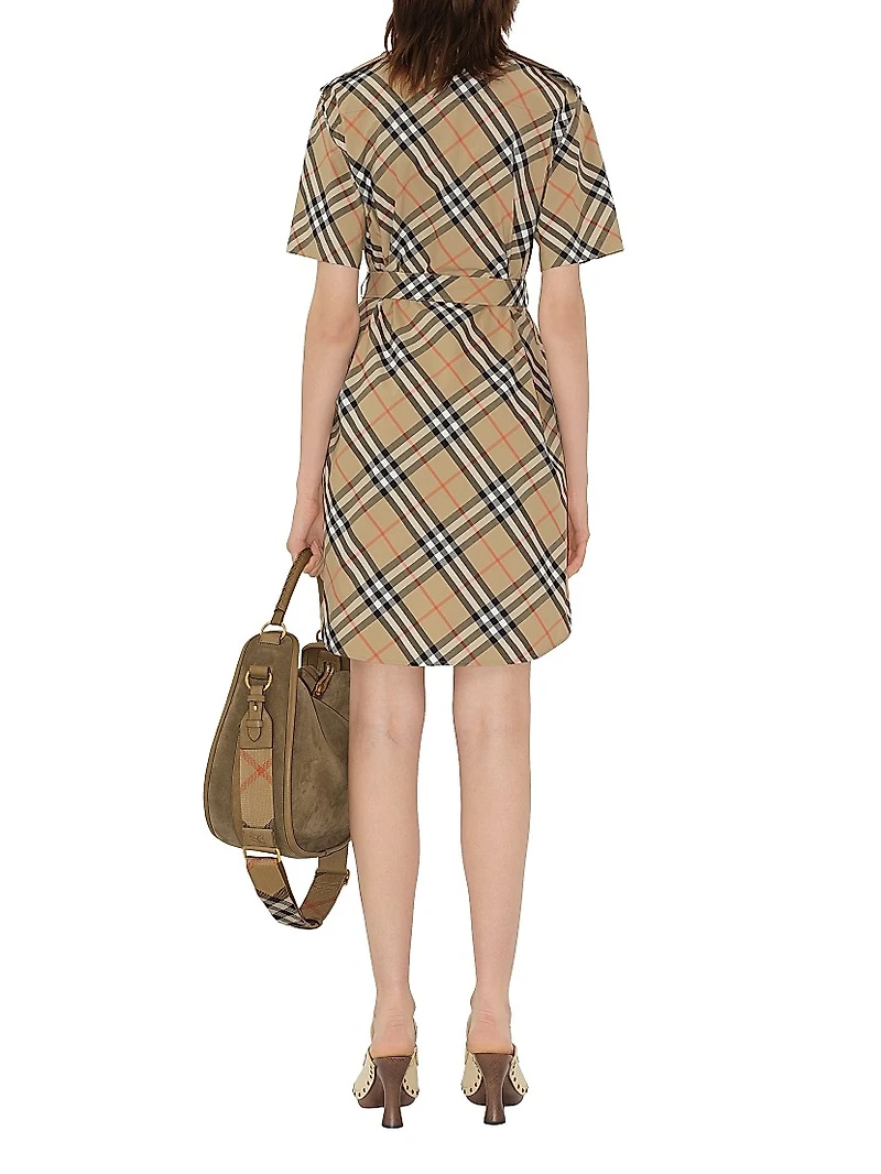 Poplin Check Belted Shirtdress