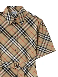 Poplin Check Belted Shirtdress