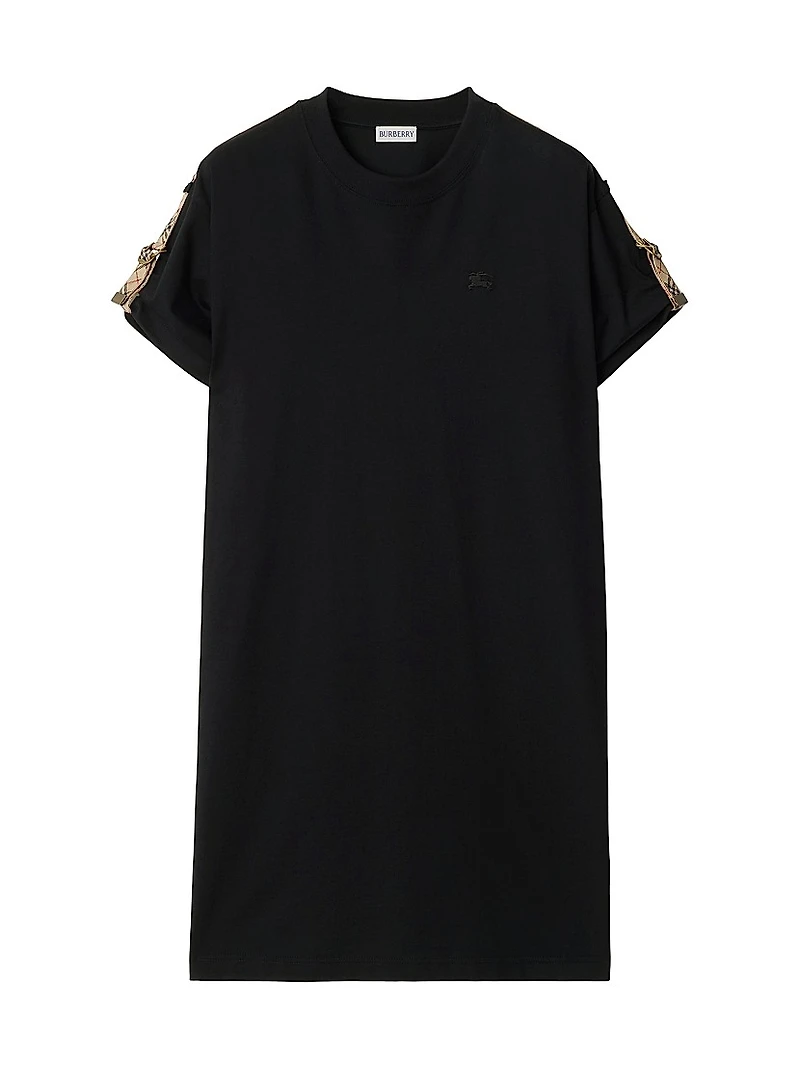 Check Trim Cotton T-Shirt Minidress