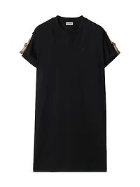 Check Trim Cotton T-Shirt Minidress