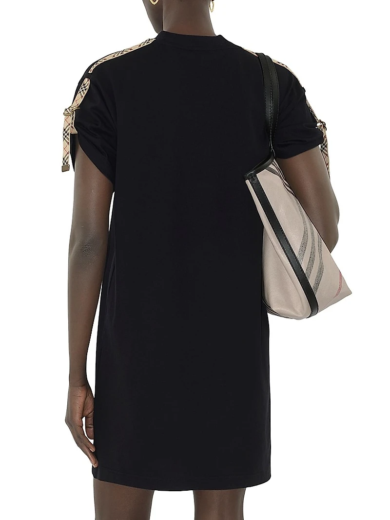 Check Trim Cotton T-Shirt Minidress