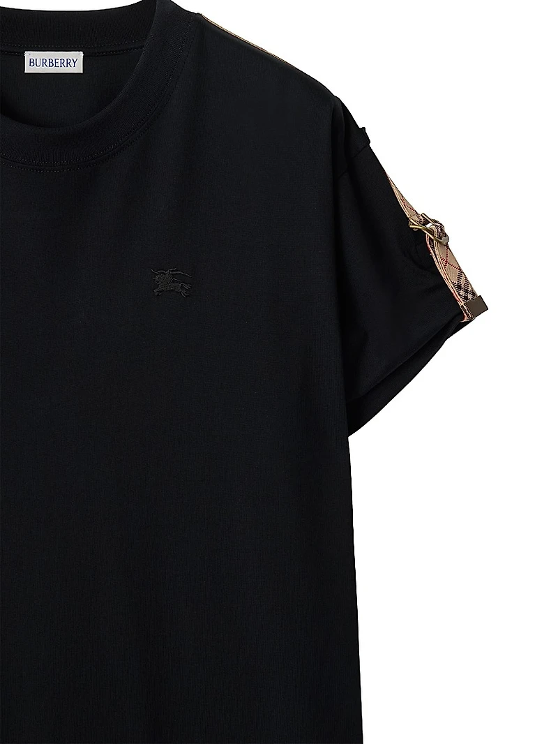 Check Trim Cotton T-Shirt Minidress