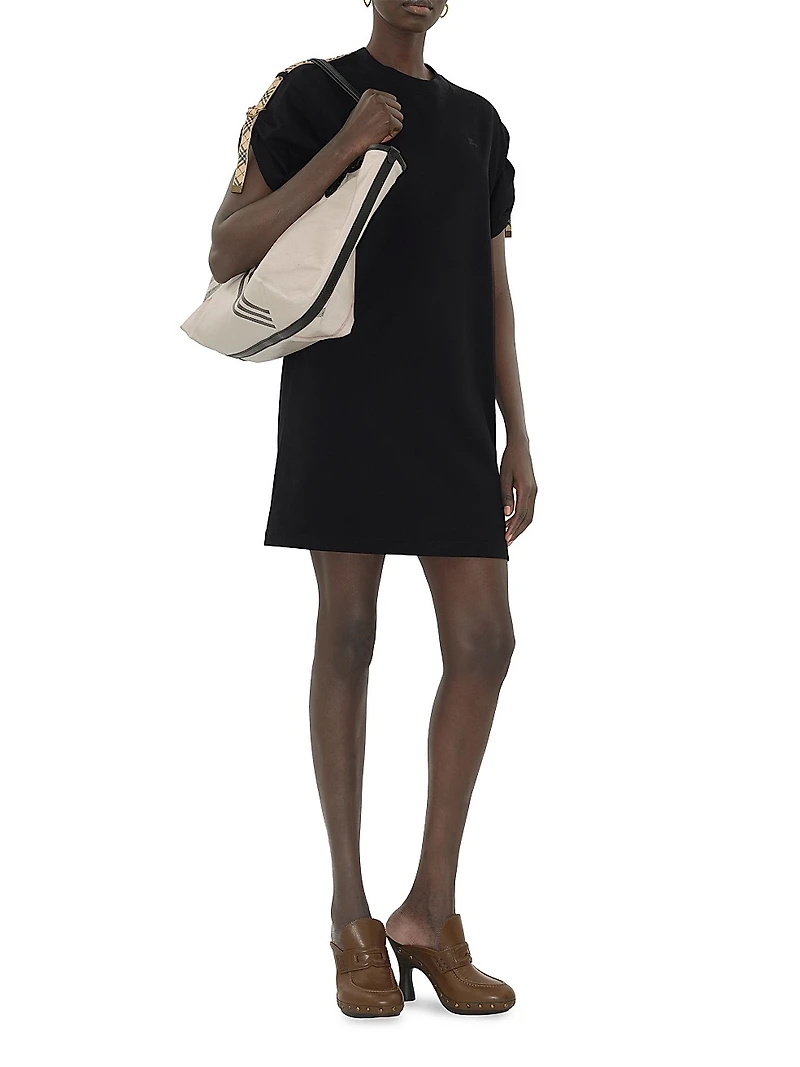 Check Trim Cotton T-Shirt Minidress
