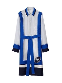 Knight Stamp Silk Midi-Shirtdress