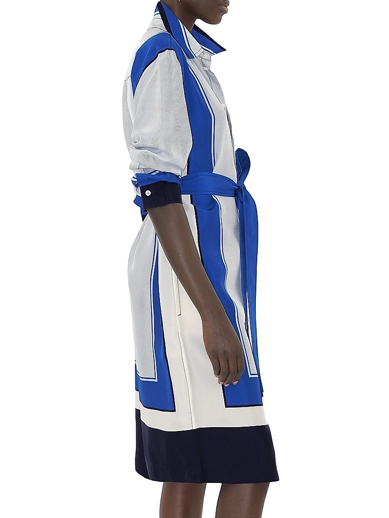 Knight Stamp Silk Midi-Shirtdress