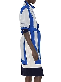 Knight Stamp Silk Midi-Shirtdress