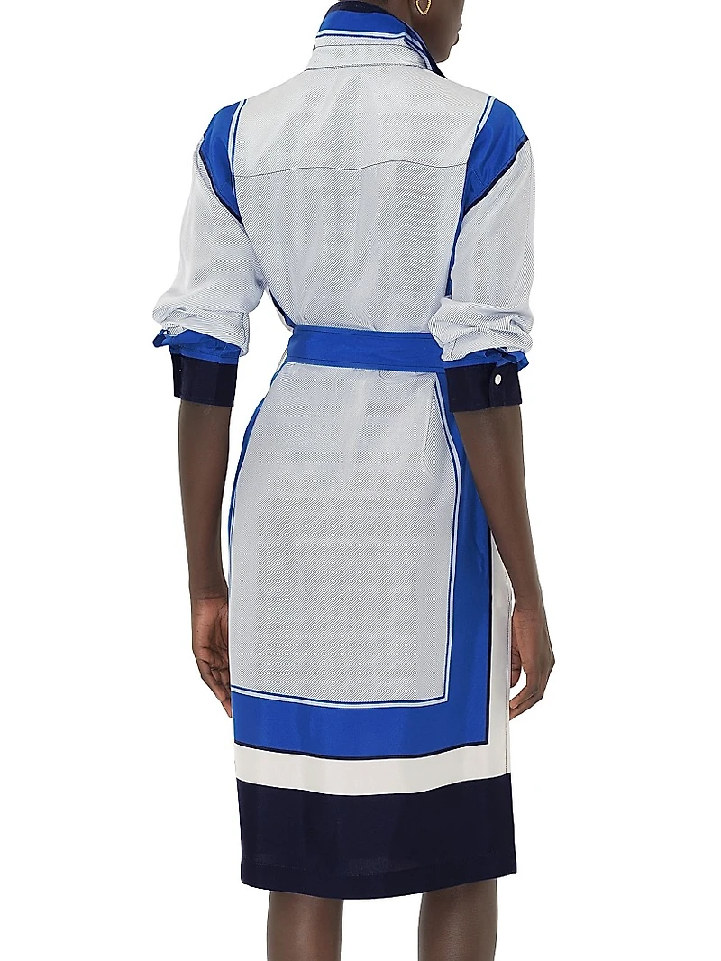 Knight Stamp Silk Midi-Shirtdress