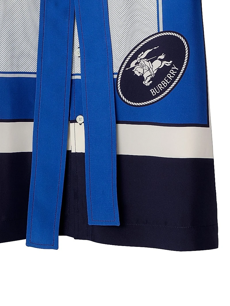 Knight Stamp Silk Midi-Shirtdress