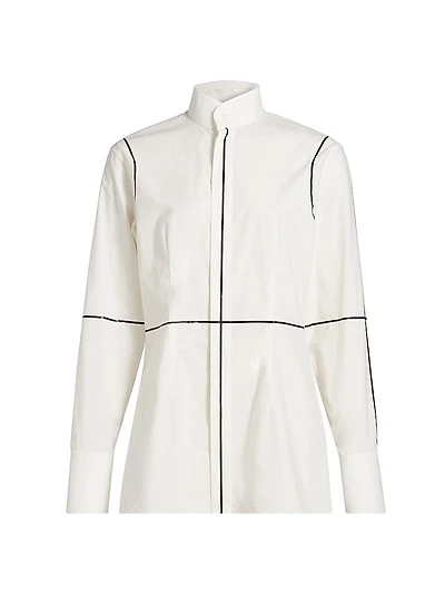 Contrast Piped Cotton Poplin Shirt