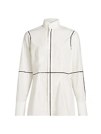 Contrast Piped Cotton Poplin Shirt