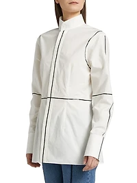 Contrast Piped Cotton Poplin Shirt