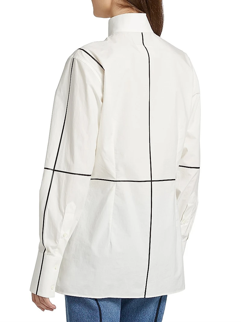 Contrast Piped Cotton Poplin Shirt